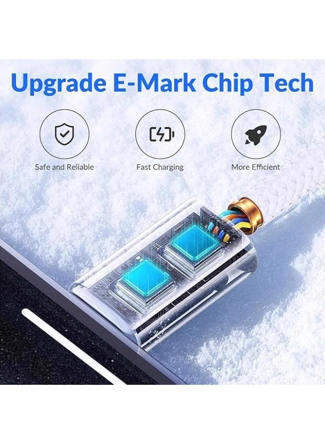 أكاليكس كابل USB من النوع C إلى النوع C، سلك شحن مضفر بطول متر واحد بقوة 100 واط، كابل شحن سريع متوافق مع أجهزة iPhone 15/16/17 و iPad و Samsung و Xiaomi و iPad Mini Book، كابل شحن سريع. - Image 3